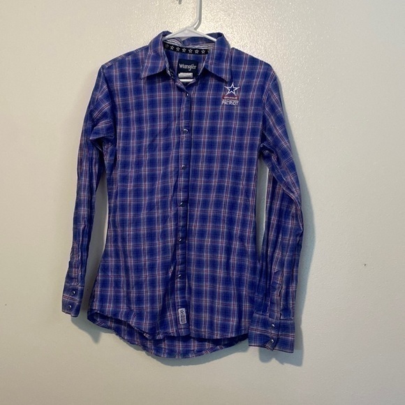 Wrangler full snap button down long sleeve national Patriot embroidered shirt s - Picture 1 of 13